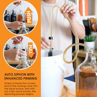 FastRack Auto Siphon 3/8" with 3 Ft Hose | Food-Grade BPA-Free Tubing | Bottling & Siphoning Kit for Homebrewing Beer, Wine, Mead & Cider | Carboy Filling Transfer Pump | Made in USA