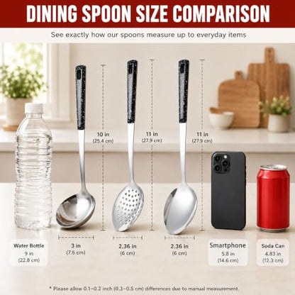 5-Piece Stainless Steel Serving Spoon Set, Large Serving Spoons with Ladle & Slotted Spoon, Metal Serving Spoons for Buffet, Soup, Rice, Commercial & Home Kitchen