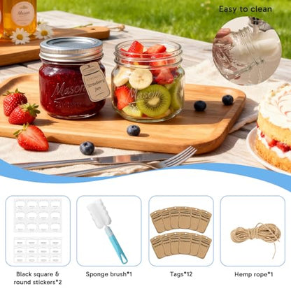 8 oz Glass Mason Jars ，12 Pack Glass Canning Jars with Airtight Lids | Pickling Jars for Jelly, Jam, Honey, Pickles, Spice, Essential Preserver for Home Storage and Gifting - color: 8oz-15pack-Mason