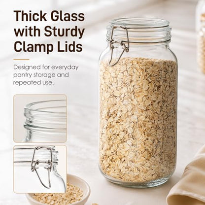 GOSCHE 78oz Glass Jars with Airtight Lids, 3 Pack Square Glass Storage Containers with Labels, Wide Mouth Borosilicate Glass Canisters, BPA-Free for Flour, Sugar, Rice, Pasta, Coffee