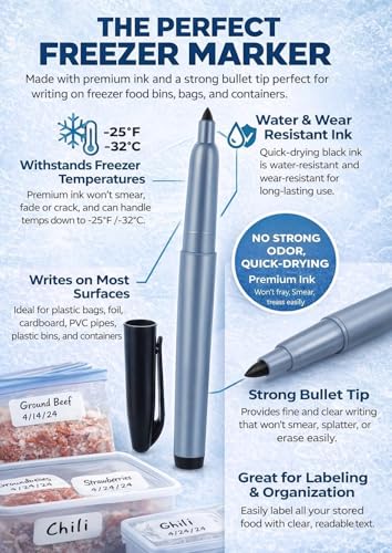 Cadie Permanent Freezer Marker Set of 3 – Waterproof Fast-Drying Black Ink Pens with Chisel Tip for Food Labeling, Fridge & Freezer Storage, Kitchen & Lab Use & General Organization. - style: 3 Pack