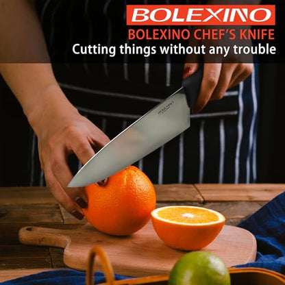 8 inch Japanese High Carbon Stainless Steel Chef Knife Set, Professional Extra Sharp Wide Cook Knife with Non-slip Ergonomic Handle, for Kitchen Home Restaurant - color: Black