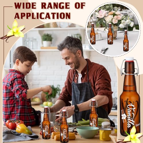 Reallnaive 8 Pcs 12 oz Swing Top Amber Glass Bottles Vanilla Extract Bottles Flip Top Glass for Home Brewing and Fermentation Brew Beverage Sauce Oil Beer Tea