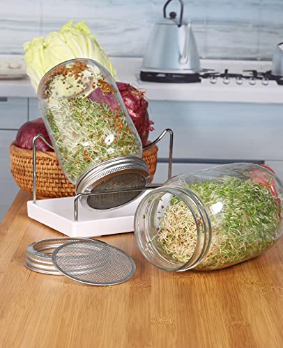12 Pack Sprouting Lids, 316 Stainless Steel Screen Lid for 86mm Wide Mouth Mason Jar, Alfalfa, Broccoli Mesh Lids (wide mouth lids and rings 4 sets) - style: wide mouth lids and rings 4 sets