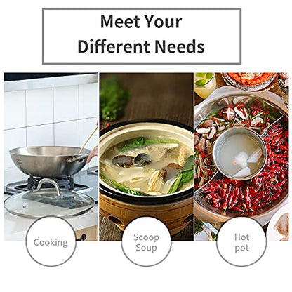 Newness Soup Ladle, [Rustproof, Heat Resistance, Integral Forming] Durable 304 Stainless Steel Soup Spoon with Vacuum Ergonomic Round Handle, Cooking Spoon for Kitchen, 13.7 Inches, Gold - color: Gold