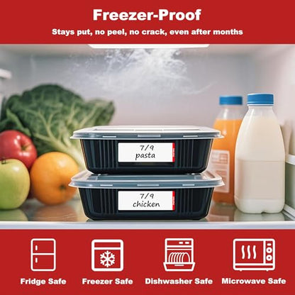 NATURALABEL 300 PCS Blank Removable Freezer Labels with Dispenser - 1" x 3" Food Labels for Meal Prep Containers Organizers, Easy Peel-Off Design, No Residue - color: Blank-red