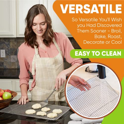 Spring Chef 11.5" x 16.5" Stainless Steel Cookie Cooling Rack - Oven Safe - Baking Rack for Bacon, BBQ, Jerky, Bread, Pizza, Cake - Fits Half Sheet Roasting Pan - Dishwasher Safe - size: 11.5"x16.5", style: 1 Pack