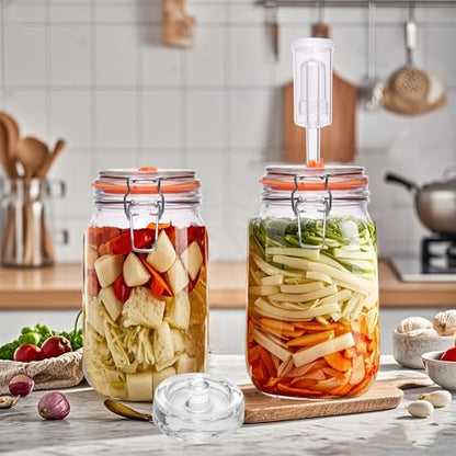 Fermentation Kit,1.5 Liter Fermentation Jar with Fermenting Weights and Airlocks,Large Pickle Jar for Sauerkraut,Pickling