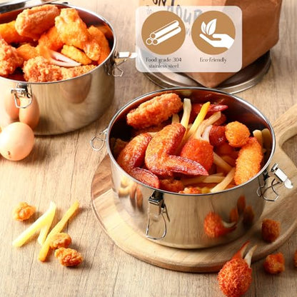 4 Pcs Stainless Steel Bento Box Bulk 101 oz Reusable 304 Stainless Steel Food Storage Containers with Lockable Clips to Leak Proof, Dishwasher Safe - size: 101 oz
