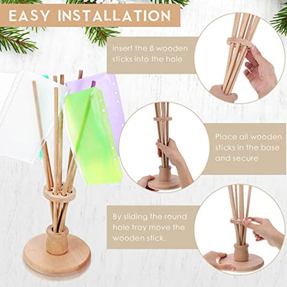 Chengu Bottle Drying Rack Design Plastic Bag and Bottle Dryer Multipurpose Drying Rack Wooden Cup Dish Freezer Bag Dryer Cup Holder for Easy Storage