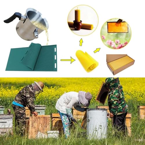 2Pcs Beehive Waxed Coated Foundation Sheet, DIY Beeswax Press Mold Light Weight Beehive Foundation Sheet for Bee Farmgarden breeding