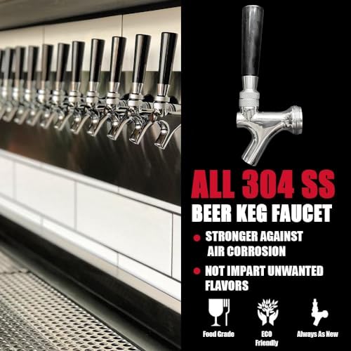 All 304 Stainless Steel Beer Faucet, Draft Beer Tap Kegerator Faucet Beer Keg Tap, Beer Keg Kegerator Nozzl Beer Tap with Well-Pouring, Fits for American Beer Shanks and Kegerator Beer Towers