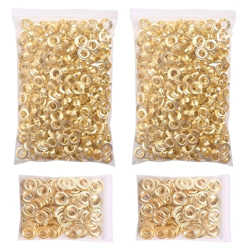 KING PIECES 2000pcs Gold Grommets 3/8 Inch (10mm) Washers and Grommets Kit for Grommet Tool, Banner & Posters Metal Grommets Eyelets for Fabric Clothes Leather Belt Punching - color: Gold, size: 2000pcs 3/8 Inch