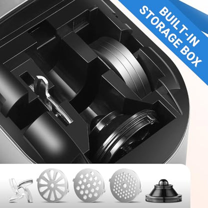 AAOBOSI #8 Meat Grinder, 6-In-1 Meat Grinder Electric [3000W Max] with 4 Slice, Shred Blades,2 Grinding Blades,4 Plates, 3 Sausage Stuffer,Kubbe Kit, Burger Press, 2 Meat Claws, for Home Kitchen Use - color: Stainless Steel+Sliver