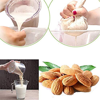 2 Pcs Pro Quality Nut Milk Bag - Big 10"X12" Commercial Grade - Reusable Almond Milk Bag & All Purpose Food Strainer - Fine Mesh Nylon Cheesecloth & Cold Brew Coffee Filter