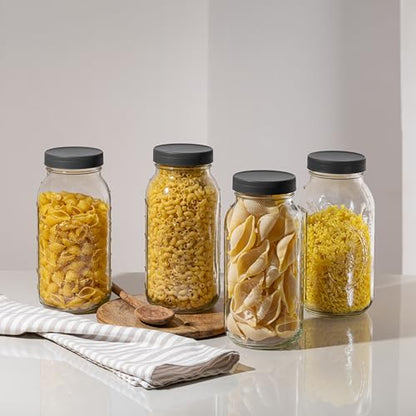 Wide Mouth Mason Jars 64 oz [2-Pack] with Airtight Lids – Large Glass Storage Jars for Pasta, Cookies, Dry Goods & Infused Water | BPA-Free Leak-Proof Lids - size: 64 oz