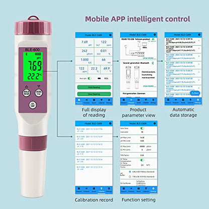 7 in 1 PH Meter PH Tester,0.01 High Accuracy Digital PH Meter for Water,PH/TDS/EC/ORP/S.G/Salt/Temp Tester,TDS Meter Water Tester for Drinking Water,Hydroponics,Plants,Aquarium and Pool - size: 7 in 1