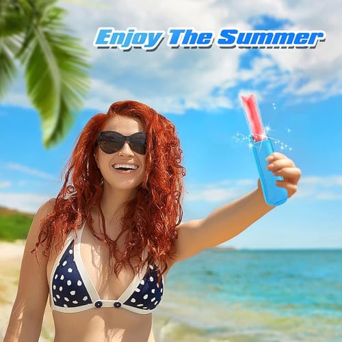 JANYUN 24 Pack Ice Pop Sleeves Popsicle Bags Antifreezing Ice Pop Holder | Blue DIY Elasticity Neoprene Freeze Frozen Pops Holders Yogurt Treats Sleeves Summer Party Favors Classroom School Gifts - color: Blue
