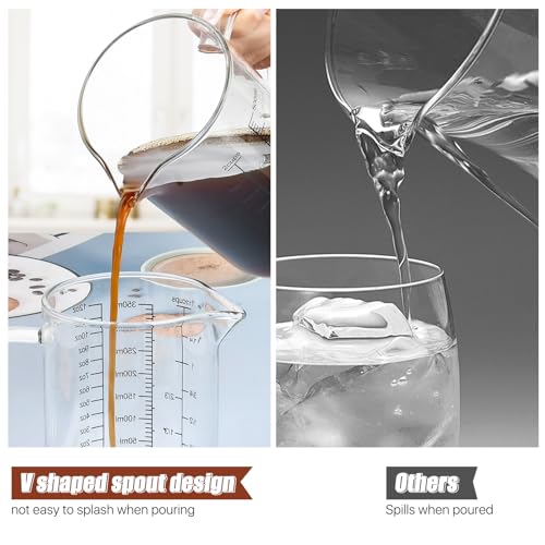 3 Pack Glass Measuring Cups,1-Cup,2-Cup,4-Cup Measuring Jugs with Handle &V Shaped Spout,3 Scales(Oz,Cup,Ml) High Borosilicate Glass Measuring Cup for Liquid Kitchen-Microwave Freezer Safe