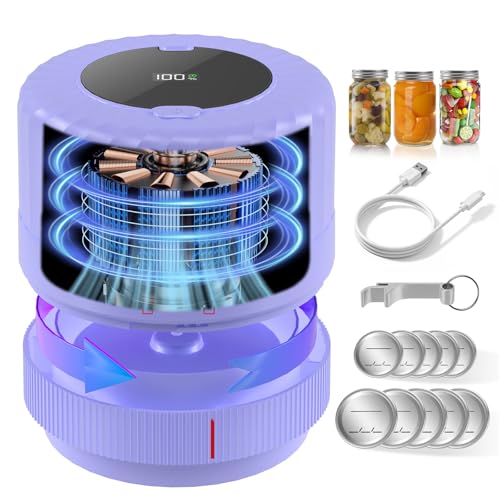 Mason Jar Vacuum Sealer, VP06+ Electric Vacuum Sealer for Jars | Cordless Handheld Jar Vaccum Sealer with Wide and Regular Mouth Mason Lids,Ideal Present for Mom,Wife Purple - color: Purple