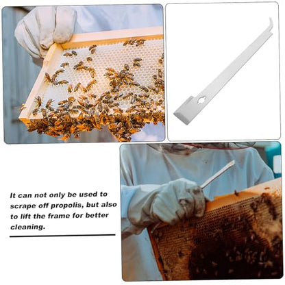 Happyyami 2pcs Professional Beekeeping Tool Stainless Steel Hive Scraper Frame Lifter Easy to Use - color: Silverx2pcs, size: 28.70X4.50X0.20CMx2pcs