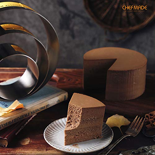 CHEFMADE Mousse Ring Mold, 6-Inch Round Non-Stick Seamless 18/8 Stainless Steel Food Molding - size: 02 - 6" Round 3" (H)