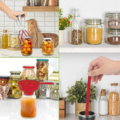 Supa Ant Canning Supplies Starter Kit (Food Grade) - Canning Kits Set for Beginners - 3 Pcs. Including Wide Mouth Jar Funnel, Magnetic Lid Lifter, Stainless Steel Jar Lifter (Assembled in USA) Red - color: Red