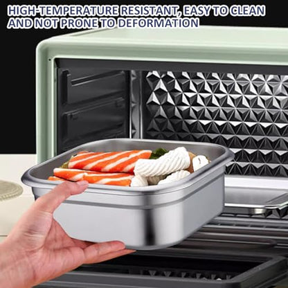 2PCS Stainless Steel Containers with Lids, 1.8L Airtight Marinade Container with Handle & Buckle Oven Safe for Roasting, Brining, Meal Prep, Storing