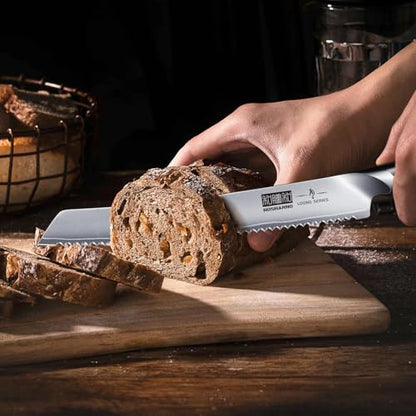 HOSHANHO Bread Knife 10 inch, Japanese High Carbon Stainless Steel Serrated Bread Knives, Professional Bread Cutting Knife for Homemade Bread - size: 10"