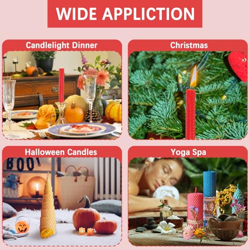 QUYLIXX 20 Pcs Beeswax Candle Making Kit, Natural Beeswax Sheets for Candle Making Rolling Kits (Bright Color, 8 x 8 inch)