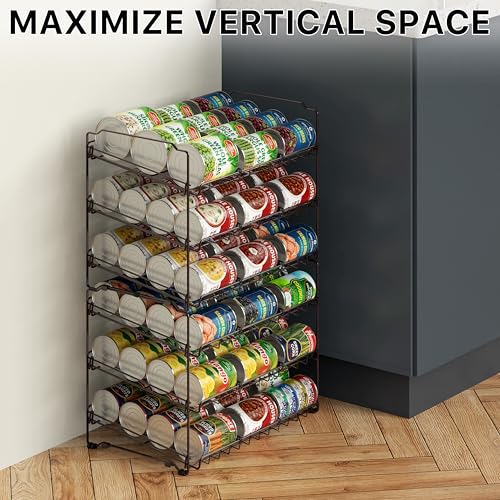 Simple Houseware Stackable Can Organizer Rack for Pantry/Cabinet – 11.5" D x 17" W x 13.75" H, Holds 36 Cans, 3-Tier Can Food Storage Dispenser, Bronze - color: Bronze