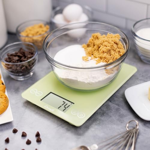 Escali Arti Glass Food Scale Digital Countertop Kitchen, Baking and Cooking Scale with Large Display, 15-Pound Capacity, 9" x 6.5" x .75", Classic Green - color: Green