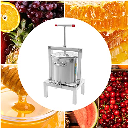 Fruit Wine Press, 2.6gal/10L Manual Juice Maker Stainless Steel Fruit Juicer Grape Apple Juice Extractor Large Capacity Apple Grapes Crusher Cider Tincture Vegetables Honey Olive Oil Press