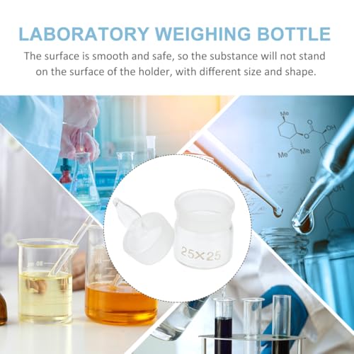 GARVALON 5pcs Glass Weighing Bottles Lids Laboratory Weighing Holders for Experiments Chemical Glassware for Home Classroom and Research Use - size: 5.00X2.50X2.50CM