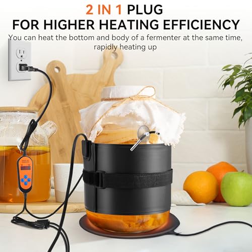 2 Pack Kombucha Heating Pad with Digital Temperature & Timer Kombucha Sourdough Carboy Starter Fermentation Heat Mat for 1-3 Gallon Vessels 2 in 1 Plug Home Brewing Essential