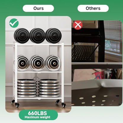 Folding Storage Shelves No Assembly, 3 Tier Foldable Shelves with Wheels, Collapsible Rolling Storage Rack for Pantry Laundry Room Small Spaces, White - color: White/3-tier