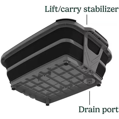 4-in-1 Expandable Prep & Serve Tub - 3 Gallon Collapsible Marinating and Brining Container with Cutting Board Lid - Gray