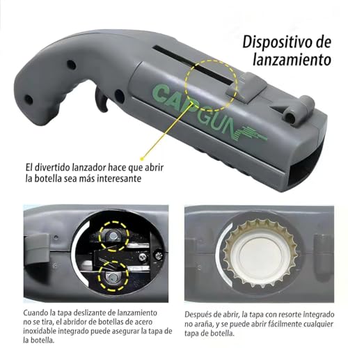 4PCs Grey Novelty Cap Gun Style Bottle Opener – Realistic Construction with Ergonomic Grip for Beverages, Themed Parties & Gifts - color: Gray
