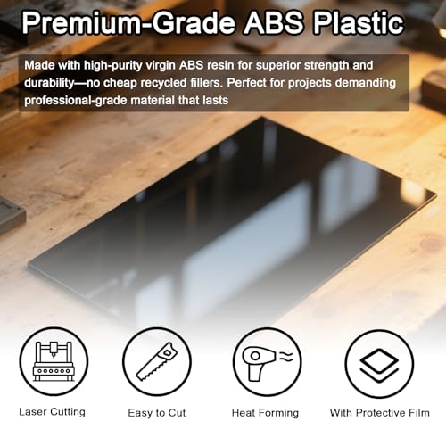 ABS Plastic Sheet 1/4 Inch Thick - 2PACK 18" x 24" Black Rigid ABS Board Impact Resistant Heat Moldable ABS Plastic Panel for Industrial DIY Projects, Home Decor, Handicrafts - (Frosted & Smooth) - size: 18x24x1/4 inch