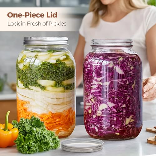 ComSaf 128 oz Wide Mouth Mason Jars 2 Pack, 1 Gallon Glass Jars with Lids | BPA-Free Materials, Large Size, Canning Pickling Sauce, Meal Prep Salad, Sourdough, Flour And Sugar For Baking, Food Storage - size: 1Gallon wide mouth 2PCS