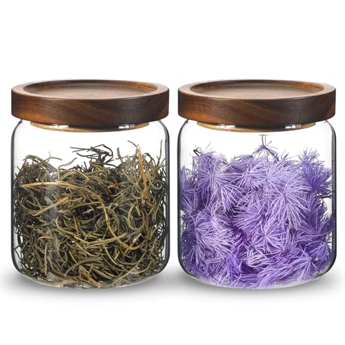 Glass Spice Jars Seasoning Containers Small Glass Jars with Lids Airtight Food Storage Canister for Kitchen Pantry Sugar Tea Coffee Bean Nuts Cookies Herbs Salt (16oz/473ml*2 Pcs) - color: 16oz/473ml*2 Pcs