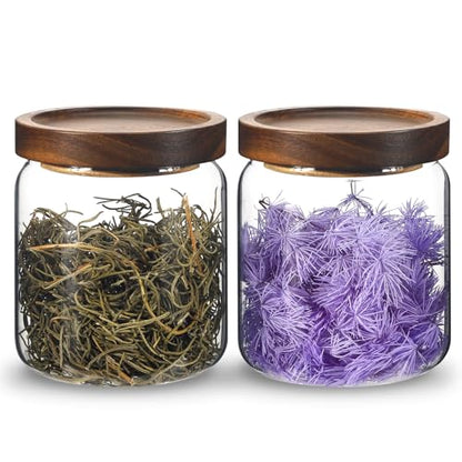 Glass Spice Jars Seasoning Containers Small Glass Jars with Lids Airtight Food Storage Canister for Kitchen Pantry Sugar Tea Coffee Bean Nuts Cookies Herbs Salt (16oz/473ml*2 Pcs) - color: 16oz/473ml*2 Pcs
