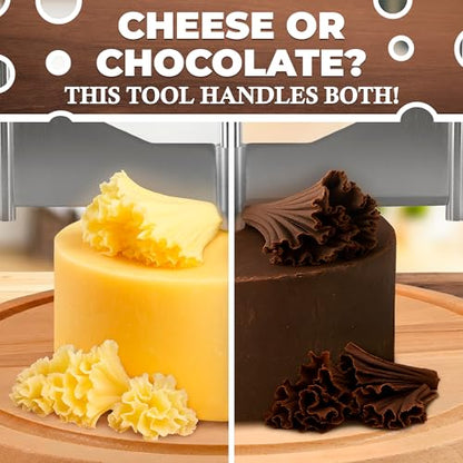 Cheese Curler Wheel – Works with Tête de Moine, Creates Floral Curls – Stainless Steel Blade, Solid Wood Base, Non-Slip Pads | Cheese Wheel Shaver for Rosette Flowers, Charcuterie and Gifting