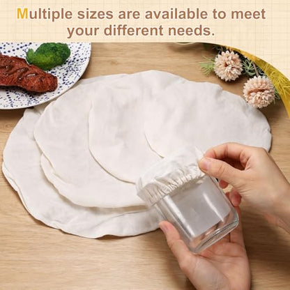 uxcell 6Pcs Sourdough Jar Cover, 130mm Wide Sourdough Starter Jar Covers Cloth Reusable Breathable Cotton Container Elastic Top Fermentation Lids for 4.3"-4.7"D Bowl & Jar Mouth, Beige - size: 130mm 4.3"-4.7"