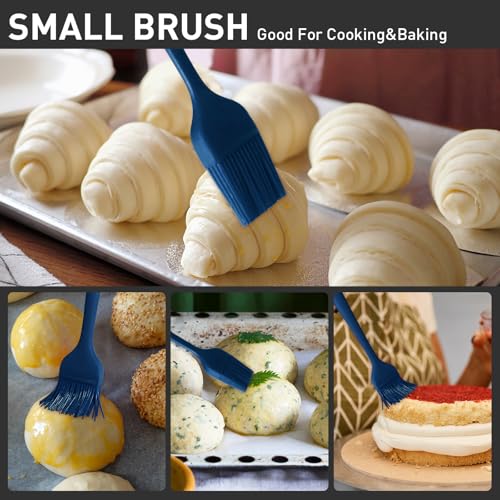 Pastry Brush-Begonia Silicone Basting Brush for Cooking,2pcs 10+8 in Heat Resistant Food Brushes for Baking, Grilling, Cooking and Spreading Oil (Prussian Blue) - color: Prussian Blue