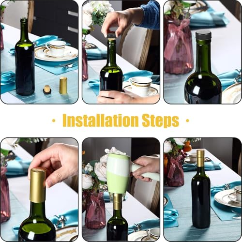 Blulu 200 Pcs Wine Sealer for Bottles PVC Heat Shrink Capsules Bottle Caps for Wine Making Cellars and Home Use (Black,Red,Gold,Silver) - color: Black, Red, Gold, Silver