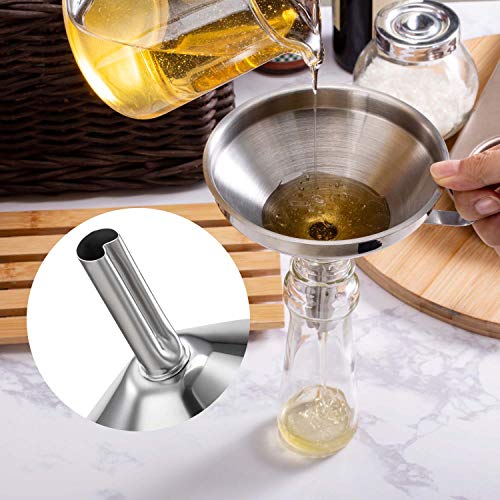 Toncoo 5-Inch Premium Stainless Steel Funnel with 200 Mesh Food Strainer, Kitchen Funnel for Bottles