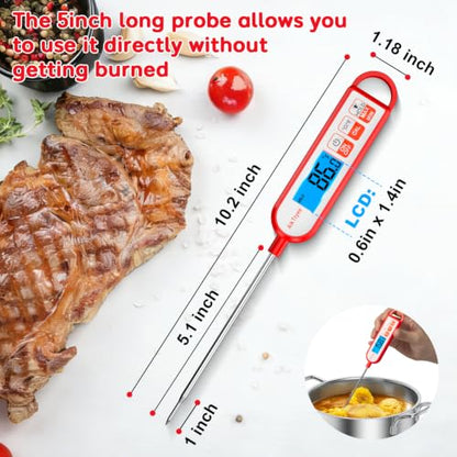 Digital Instant Read Meat Thermometer Kitchen Cooking Food Candy Thermometer for Oil Deep Fry BBQ Grill Smoker Thermometer by AikTryee - color: White-SR807