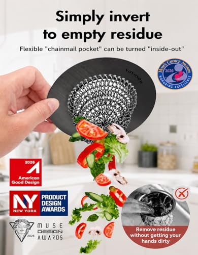Wokdada Black Kitchen Sink Strainer, Flippable Mesh Sink Drain Strainer, 304 Stainless Steel Sink Screen, Easy Clean Large Basket Strainer, Garbage Disposal Cover Fit for Standard Kitchen Drain - color: Black