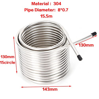 Stainless Steel Cooling Coil Pipe, Stainless Steel Tubing Coil, Double-Layer Immersion Wort Chiller, Beer Brewing Tubing Coil for Home Brewing